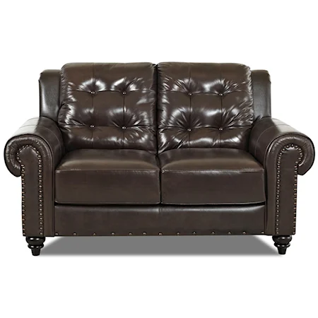 Traditional Loveseat with Tufted Back and Nail Head Trim